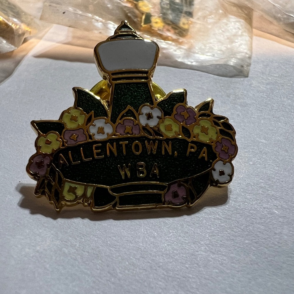 4 Small Allentown PA WBA Pins Green Gold Floral Bowling Souvenir Accessory